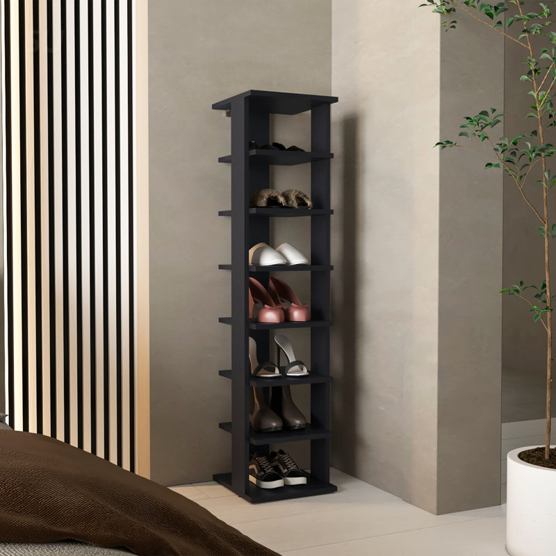 Range-chaussures mince à 7 niveaux, conception moderne pour un rangement efficace et peu encombrant, Noir