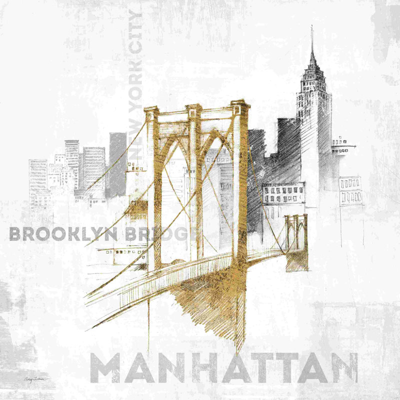Pont de Brooklyn, H 12 po x l 12 po, Non, Toile tendue