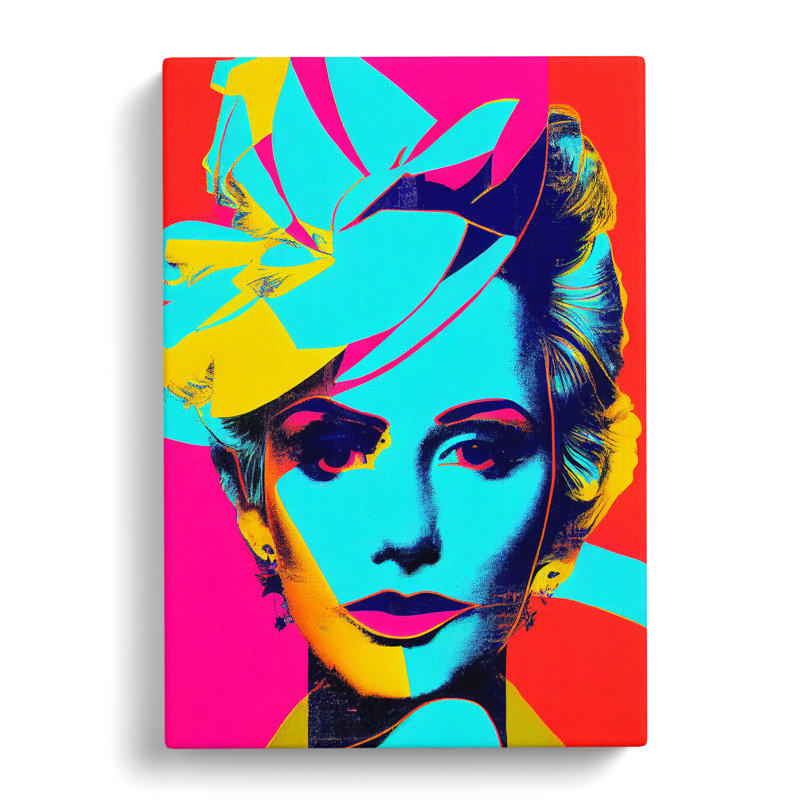 Neon Pop Art Woman - Wrapped Canvas, 76cm H x 50cm W x 3cm D