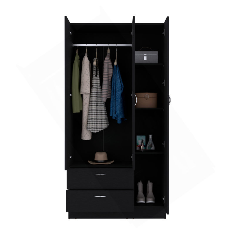 Armoire Haddam, chambre à coucher, noir, Noir