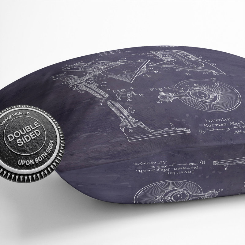Reading Lamp Patent Square Throw Cushion, 40cm H x 40cm W x 15cm D