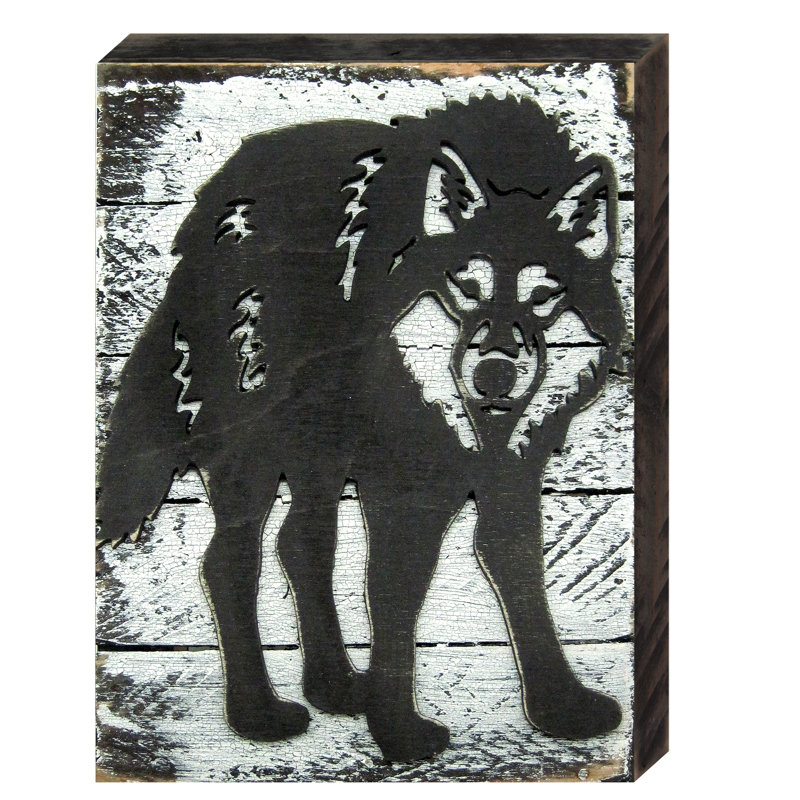 Décoration murale en bois sauvage loup, H 8 po x l 6 po x P 1,5 po