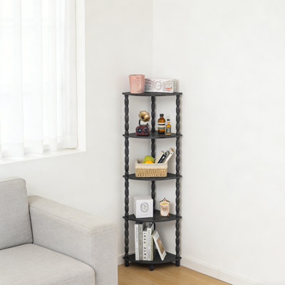 Bibliothèque d'angle, étagère d'angle à 5 niveaux, support de plante d'angle moderne, convient à la chambre à coucher, à la salle de bain, à la cuisine, au salon