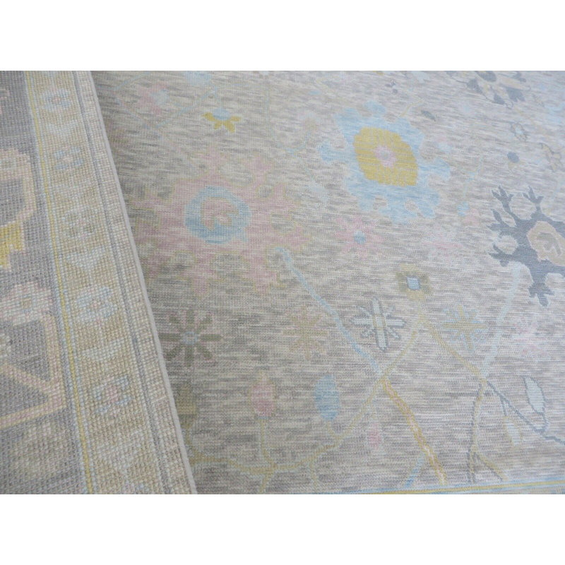 Tapis oriental moderne gris noué à la main 9 x 12 G14822