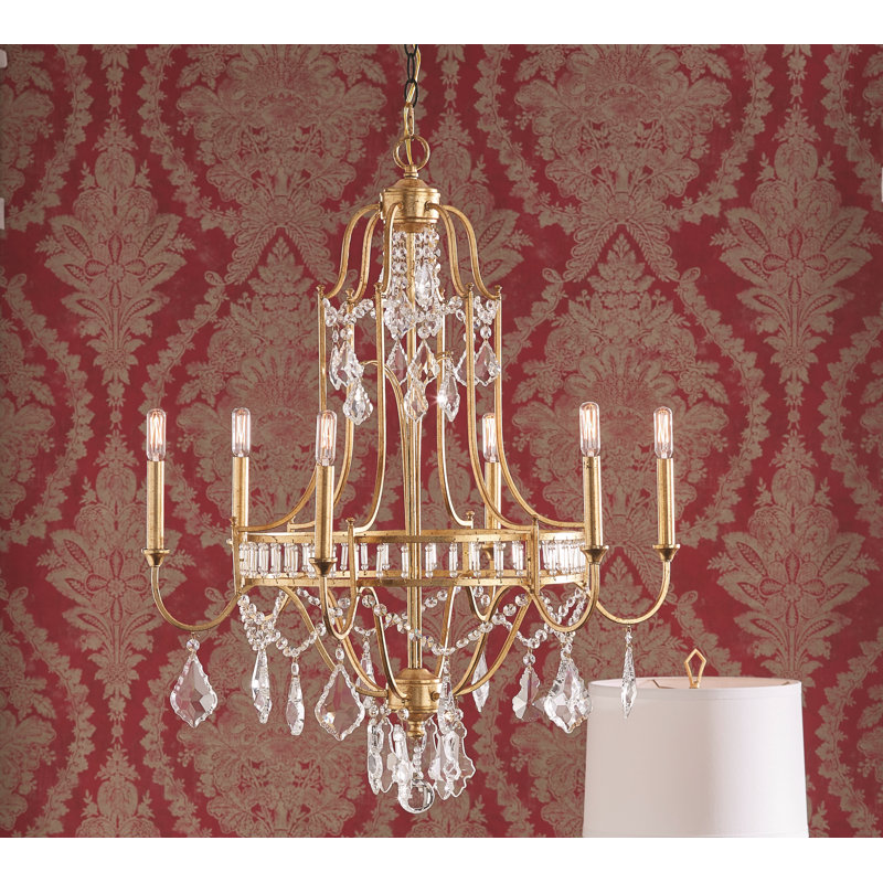 Buckhead 6 - Light Candle Style Empire Chandelier, Antique Gold Leaf