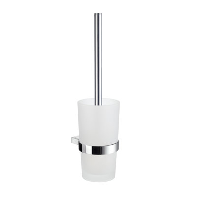 Brosse de toilette murale AIR collection - chrome poli et verre givré 