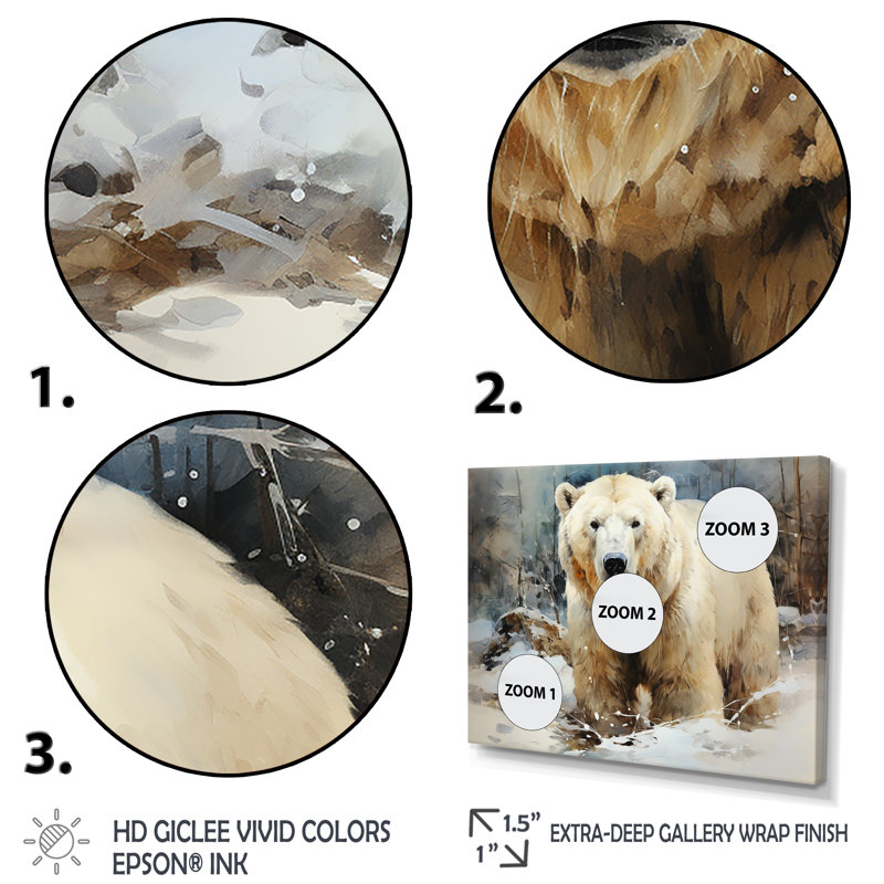 Ours polaires, art solitaire I - ours 2, Cadre d'angle fermé noir, H 30 po x l 40 po x P 1,5 po