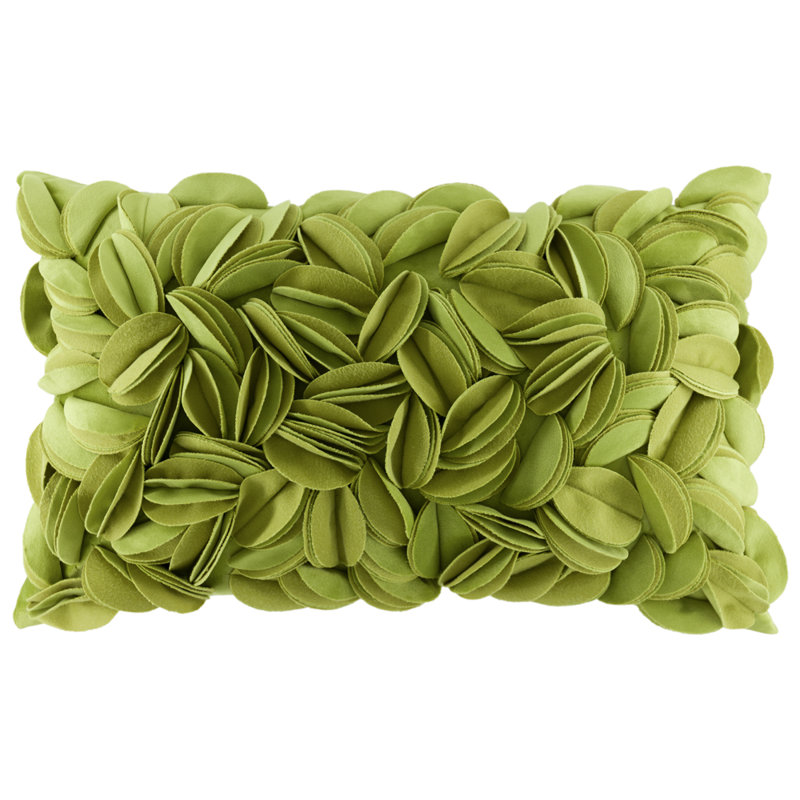 Housse de coussin brodée, Vert - velours de polyester, Rectangle H 12 po x l 20 po