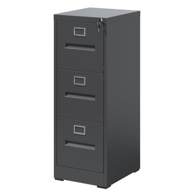 3 Drawer Metal File Cabinet With Lock, A4 Letter Legal Capacity, Office Home Solution, Smooth Surface Coating Quiet Operation