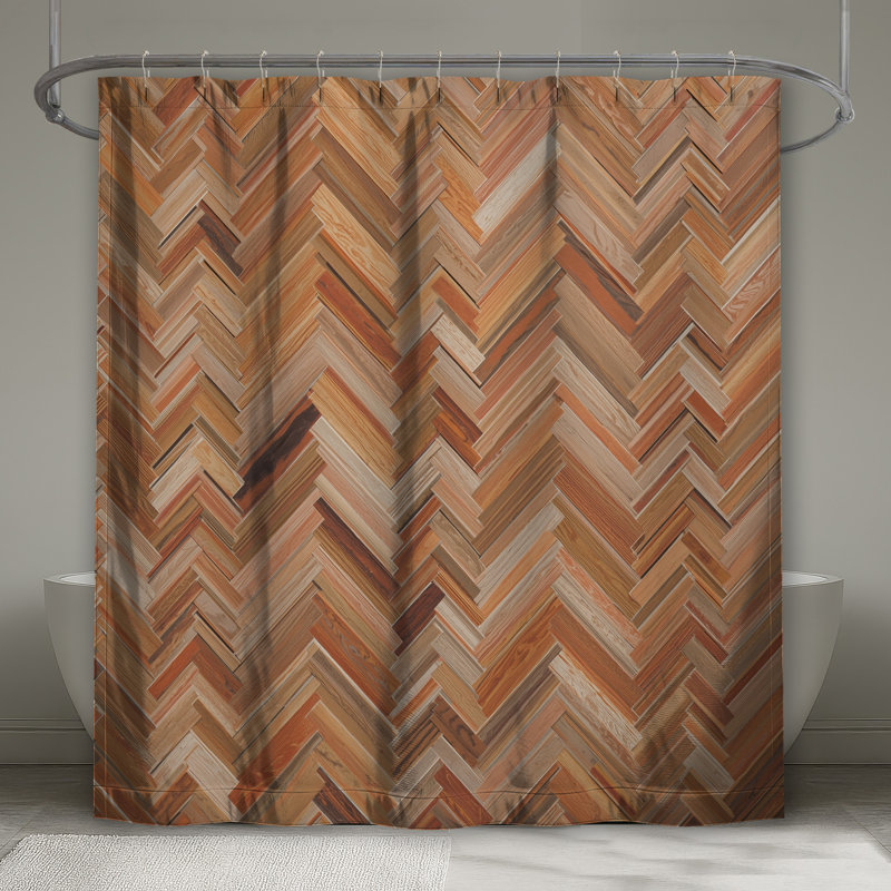 Rideaux de douche à chevrons en bois extra longs, 70 po l x 72 po H