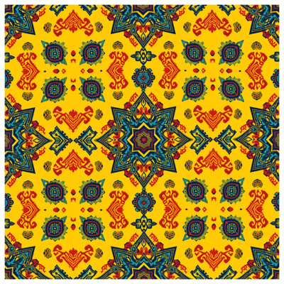 Yellow Blue Red Mandala Wall Tapestry - Mandala Wall Decor