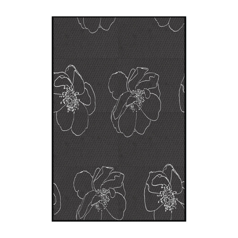 Tapis noir / jaune à motif floral Gostkowski, Rectangle 5 pi x 7 pi