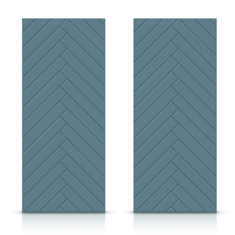 Portes de placard coulissantes à panneaux en bois manufacturé, Bleu dignité, 72 po x 84 po
