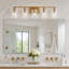Éclairage de salle de bain léger, métal doré brossé et verre, style ferme moderne