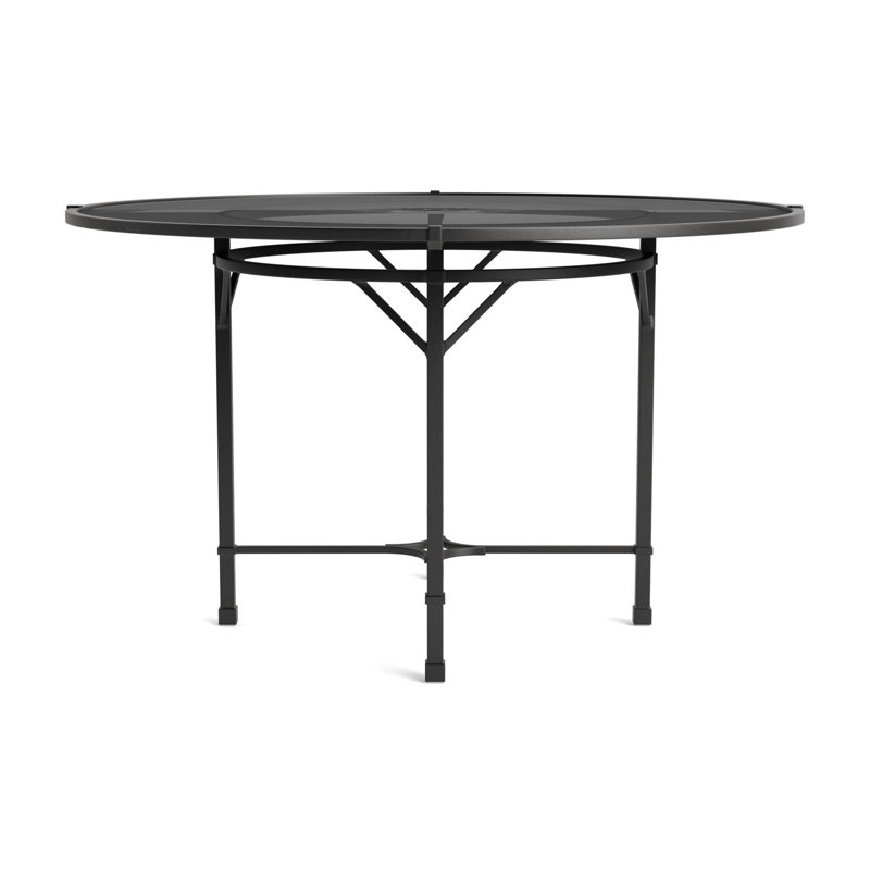 Venetian Outdoor Round Dining Table, Textured Pewter, 48" D