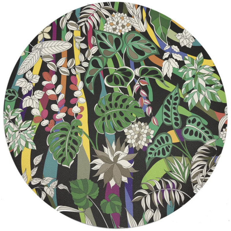 Sabi Jungle Pebble 16" Vinyl Placemat, Black