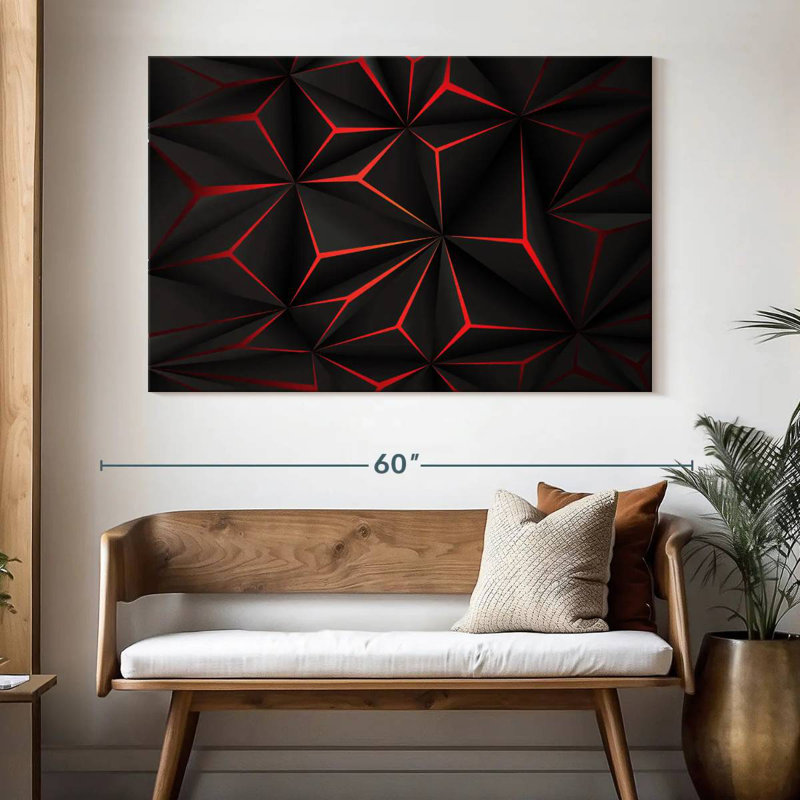 Avery Black And Red Abstract, 34" H x 51" W