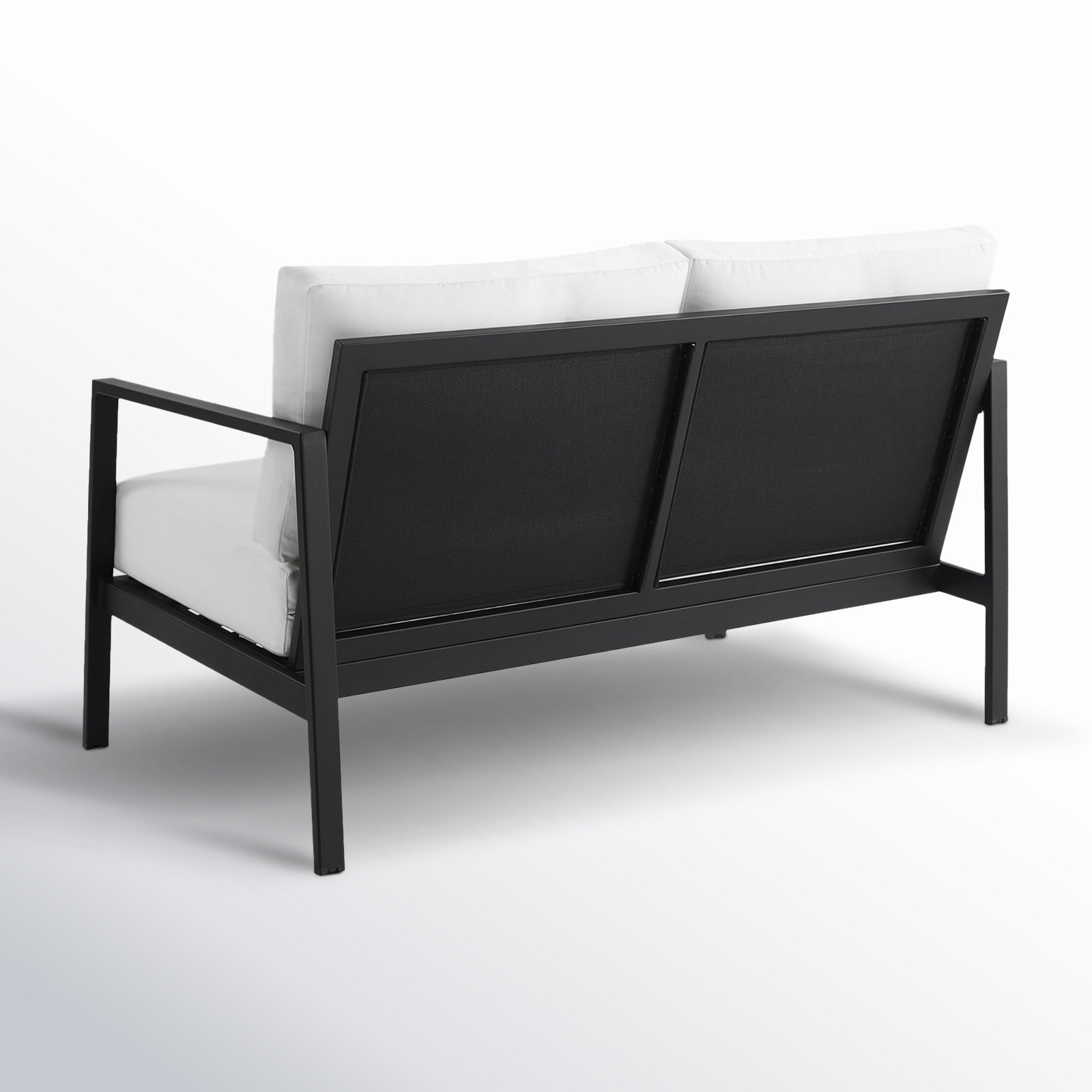 Armando 51" Sunbrella® Patio Loveseat, White Sunbrella®, Black