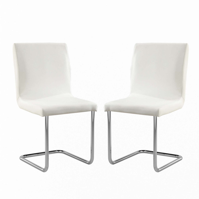 Set Of 2 Padded  Side Chairs With L-Shape Leg