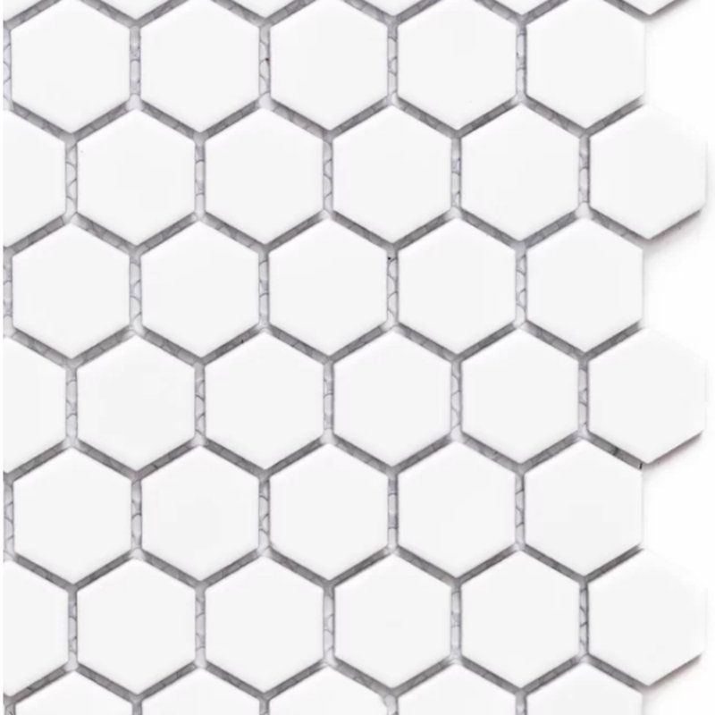 HoneyComb Remi 1" x 1" Hexagon Matte Porcelain Mosaic Floor and Wall Tile, White