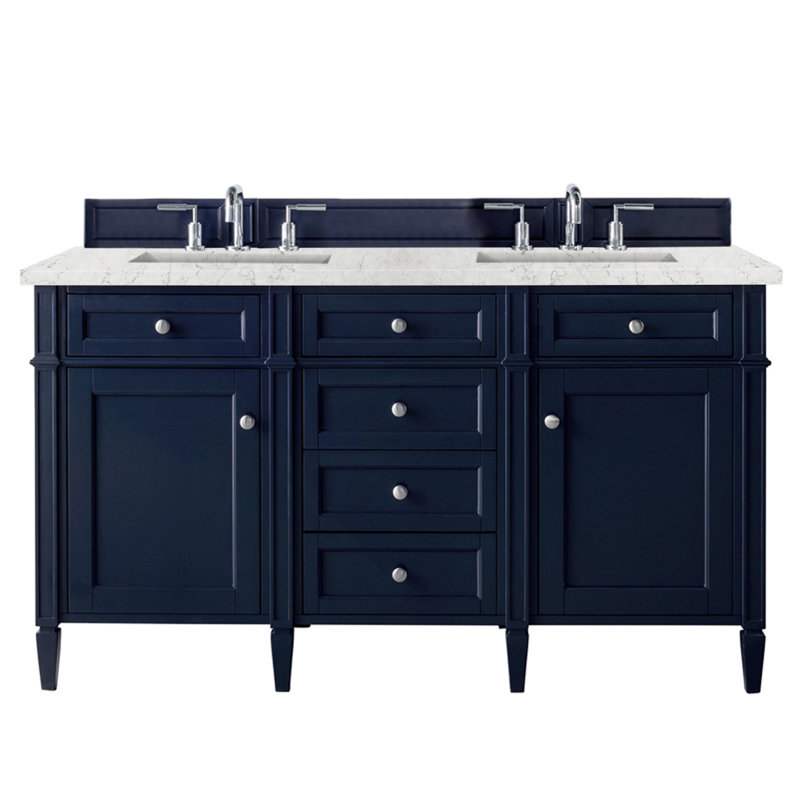Brittany 60'' W Double Vanity, Eternal Jasmine Pearl, Victory Blue