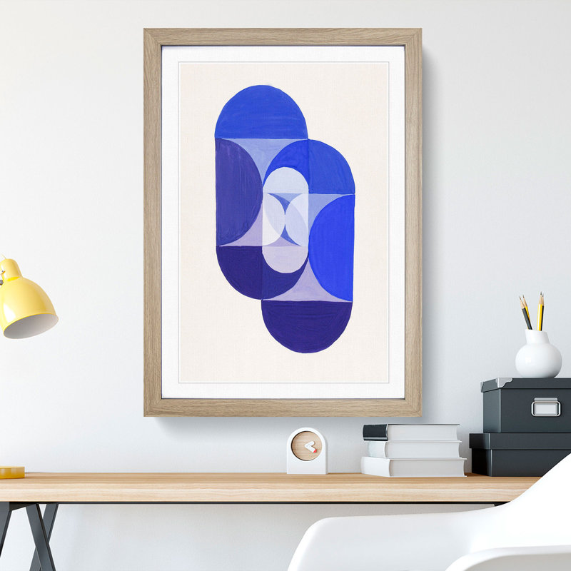 Key Blue by Joseph Schillinger - Picture Frame Painting, Oak Framed, 65cm H x 48cm W x 2cm D