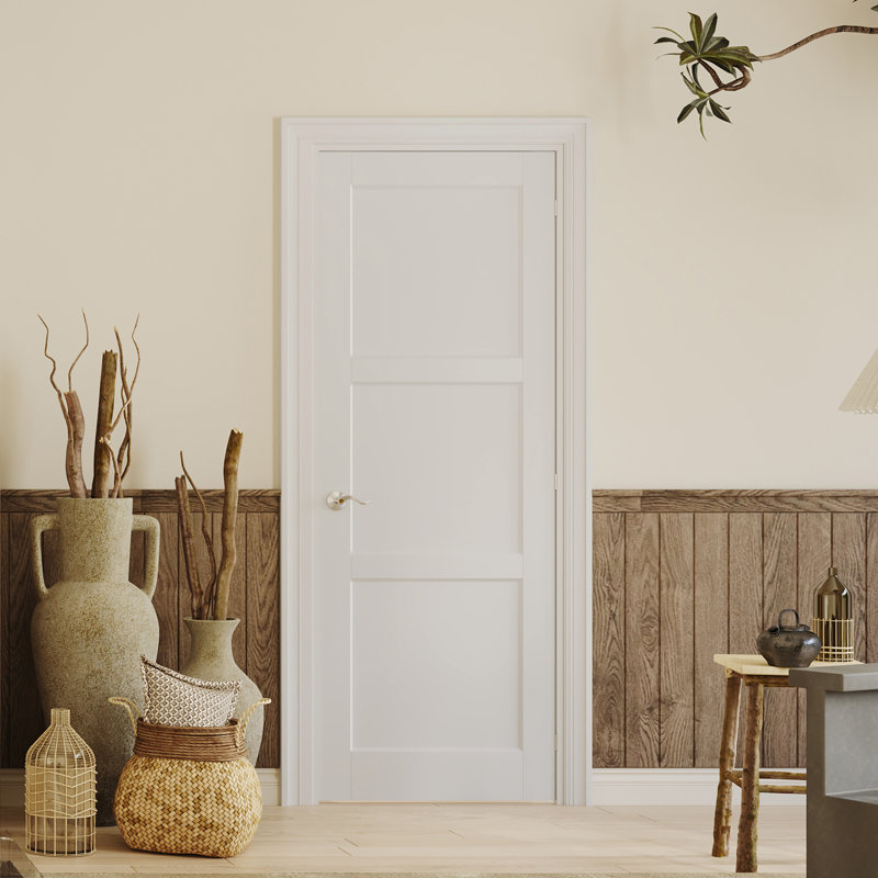 Interior Door Slab with Frame - Louvered White MDF Door, Prehung-Style Door Kit with Pre-installed Hinges, Locking Silver Handle Included, No Pre-drilled Holes