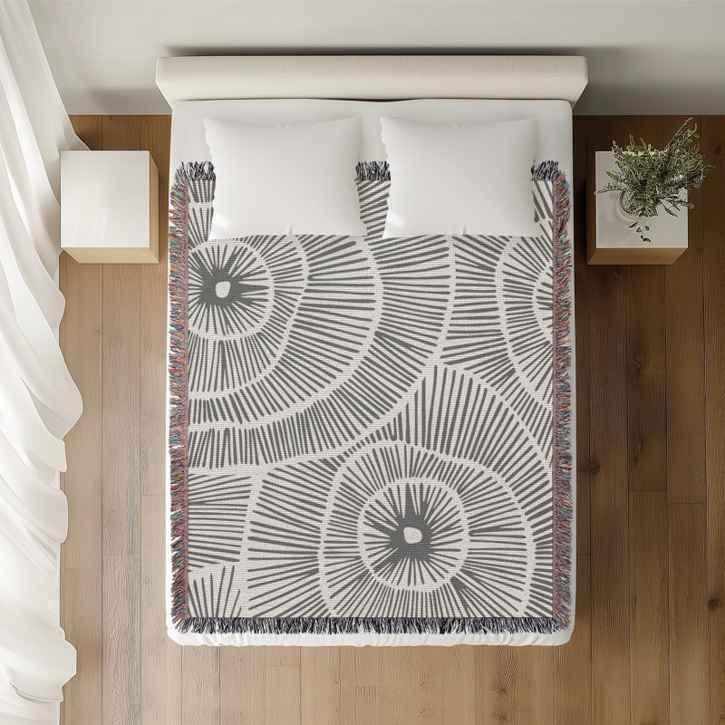 Jeté en coton Ray, Gris, 50 x 70