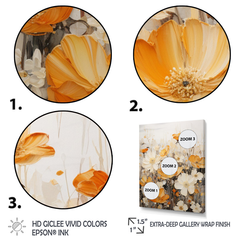 Wilberta - minimalisme, collage de fleurs jaunes - impression, Cadre photo blanc, H 40 po x l 30 po x P 1,5 po