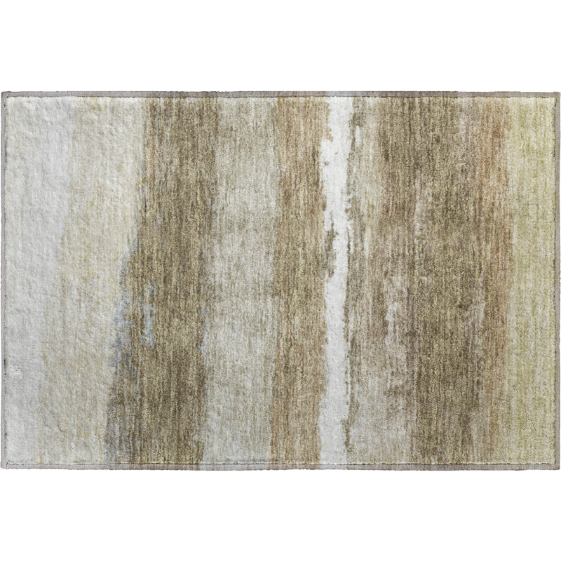 Premium Machine Washable Mayfield Striped Rug, 1'8" x 2'6", Khaki
