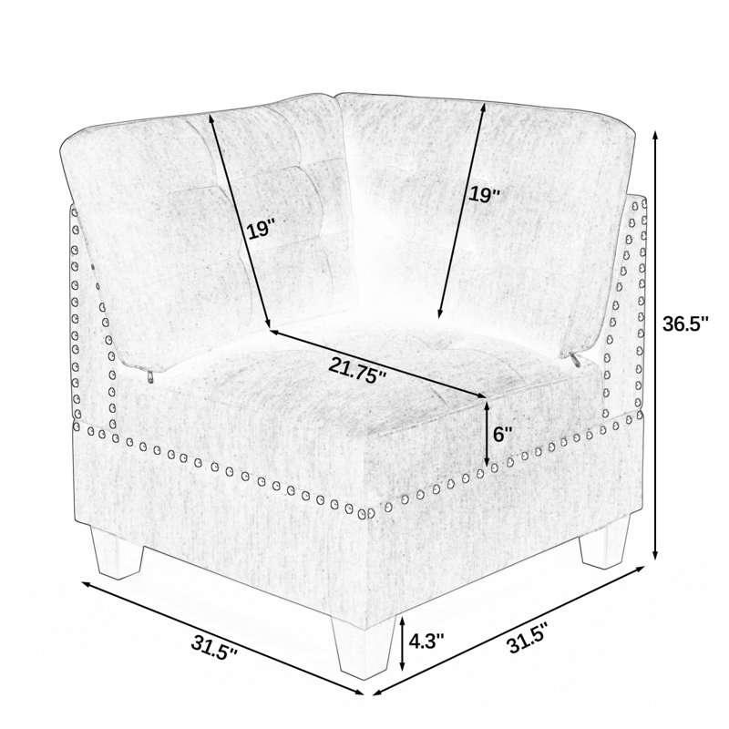 Canapé d'angle modulaire en chenille
