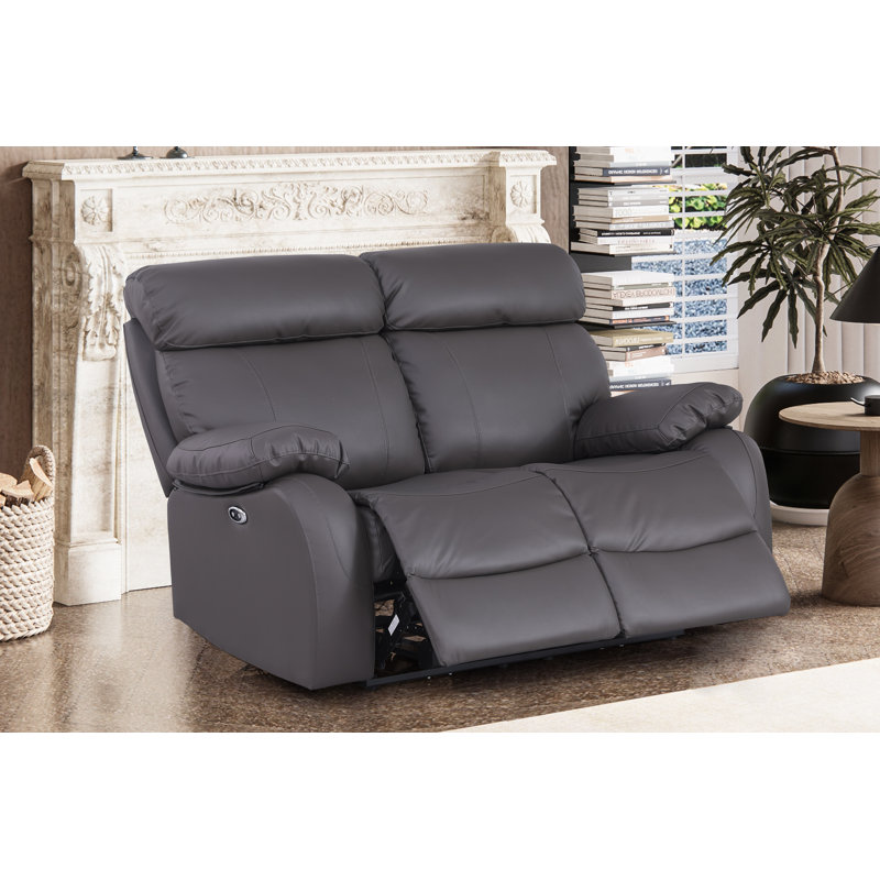 Causeuse inclinable en cuir 59,8 po Avshalom, Similicuir gris