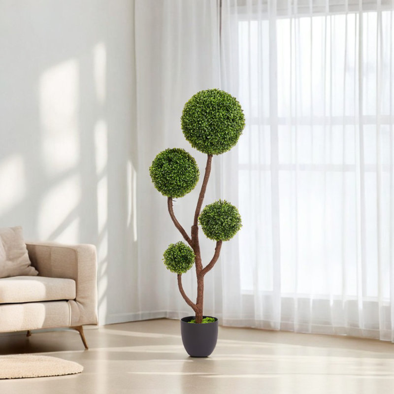 Grand topiaire artificiel en buis artificiel de 4 pi avec grande plante verte , H 47,2 po x l 7 po x P 7 po