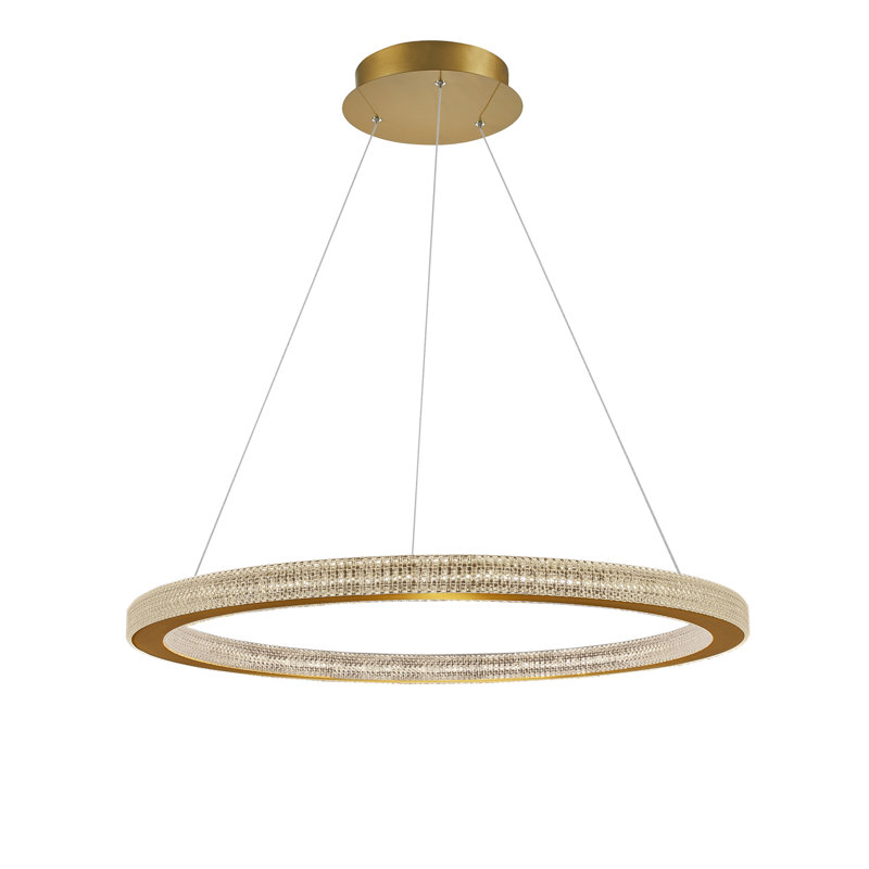 1 - Light Antique Gold LED Crystal Pendant, 4cm H x 80cm W x 80cm D