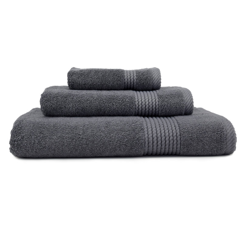 Adlena 3 Piece Turkish Cotton Towel Set, Dark Gray