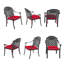 Ensemble de 6 chaises de salle à manger empilables pour patio avec accoudoirs et coussins rouges