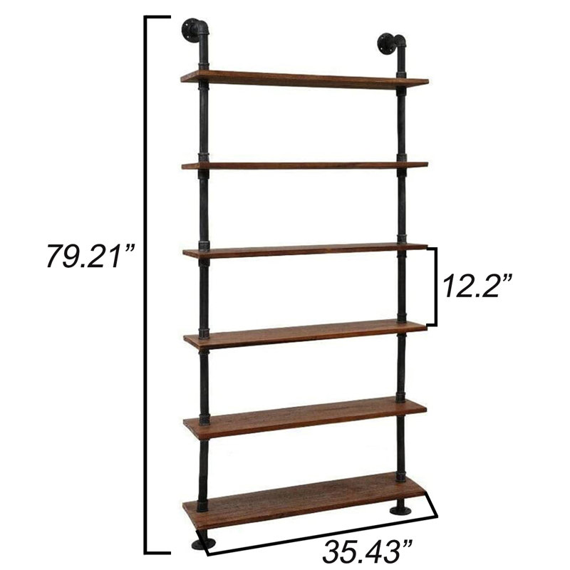 Gunas 6 Piece Solid Wood Shelf, 79.21" H x 35.43" W x 9.8" D