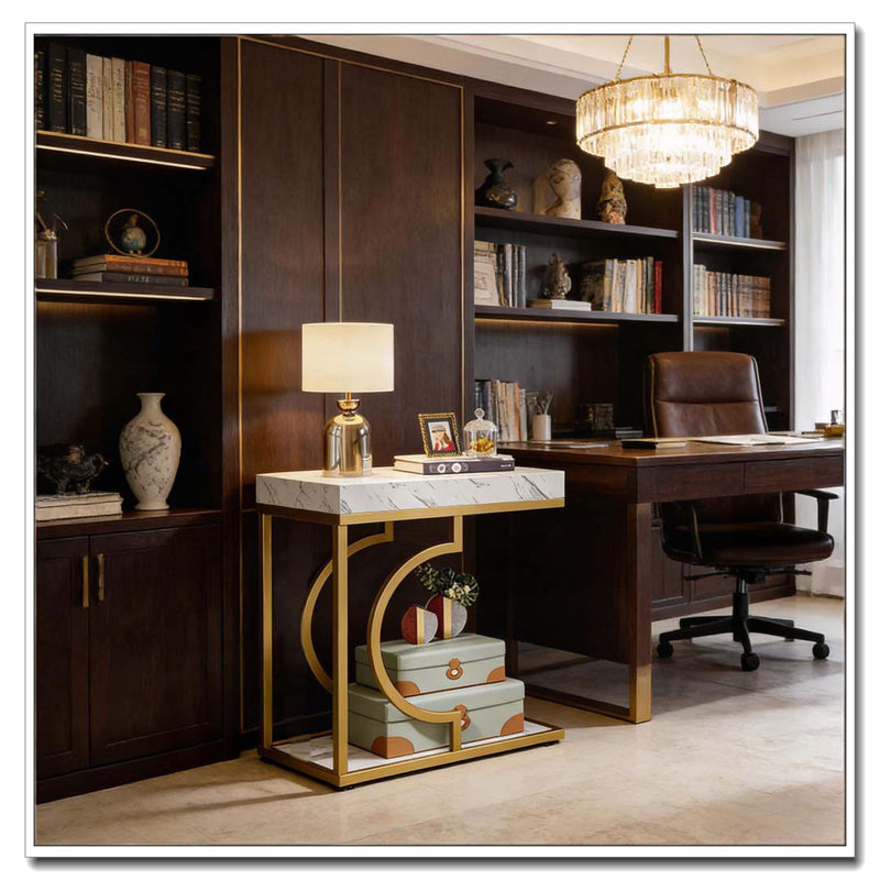 Table de chevet, table de bout, Or, blanc