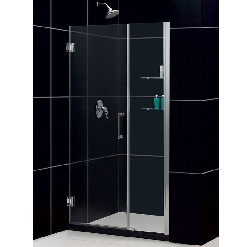 Unidoor 61" Frameless Hinged Shower Door with ClearMax Technology
