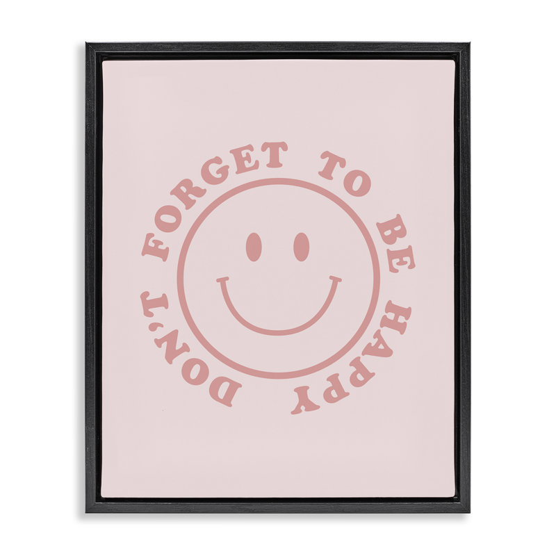 «Don't Forget Be Happy» par CAD Designs, Cadre flottant noir de jais, H 21 po x l 17 po