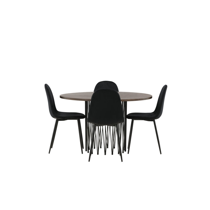 Charles 4 - Person Dining Set, Black, Black