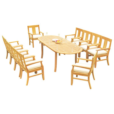 Kevon 4 - Person Teak Wood Patio Dining Set with Oval Table