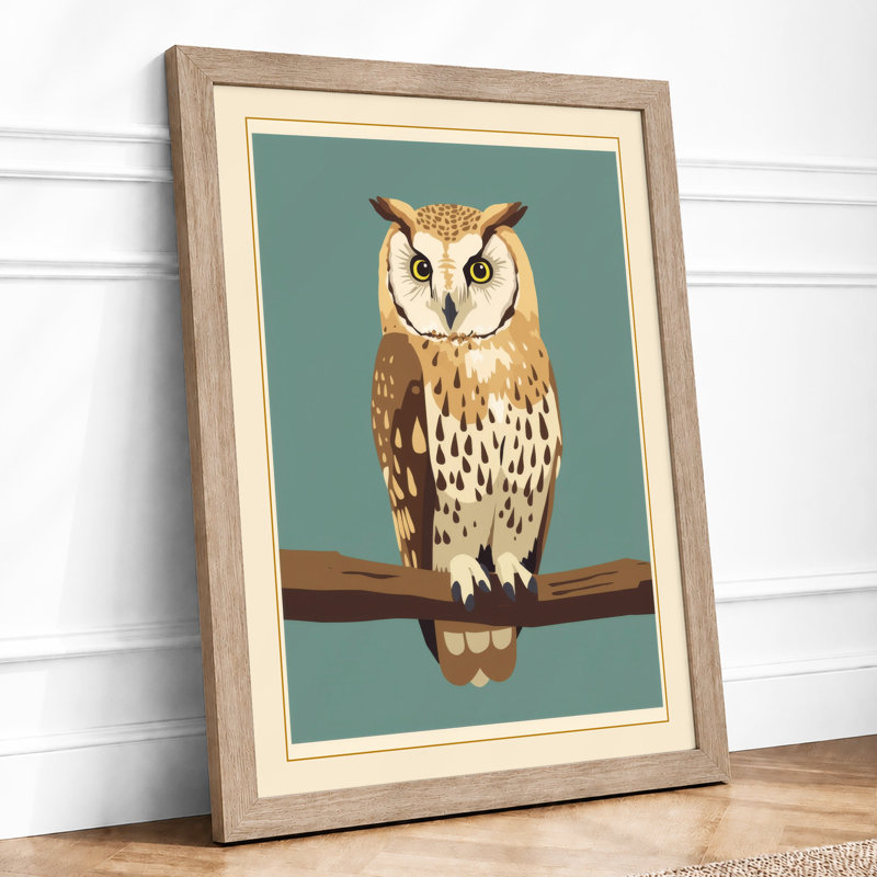 Owl On Branch Modern - Print, A1 - 84.1 x 59.4 cm, Oak