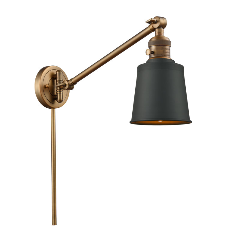 Shauna Steel;Cast Brass Swing Arm Sconce, Brushed Brass, Matte Black, No