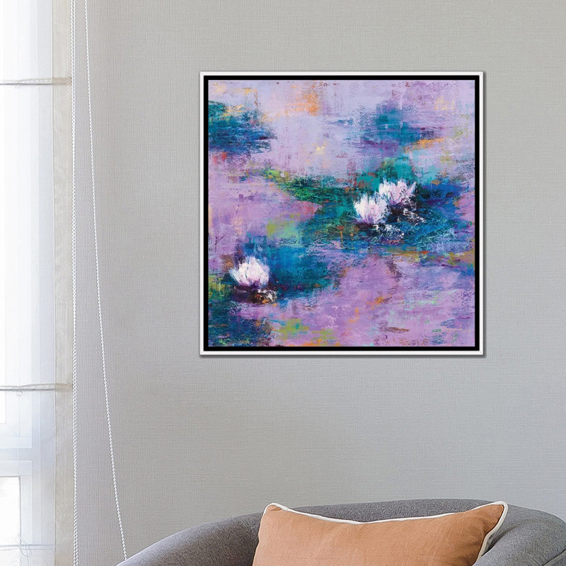 « Purple pond » par Olena-impression de peinture, Toile blanche encadrée, Pas de tapis, H 26 po x l 26 po x P 1,5 po
