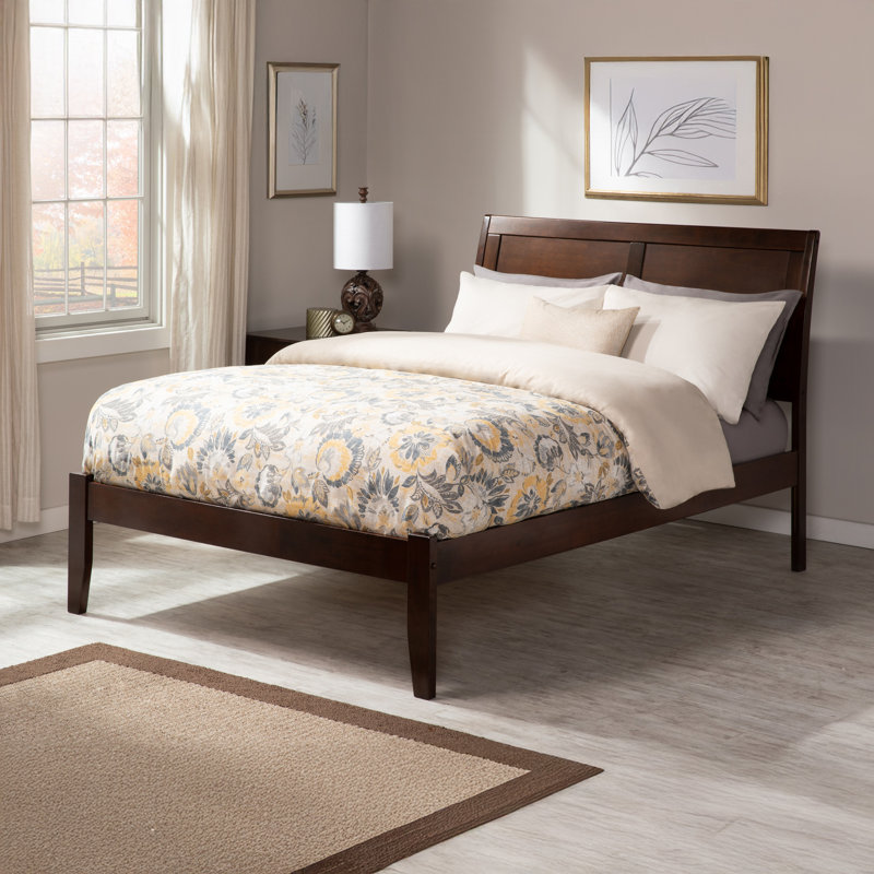  Fitzsimmons Solid Wood Sleigh Platform Bed, Queen, Walnut