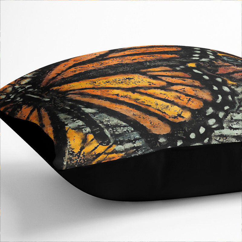Monarch Butterflies Vol.1 Painting Square Throw Cushion, 40cm H x 40cm W x 15cm D, Black