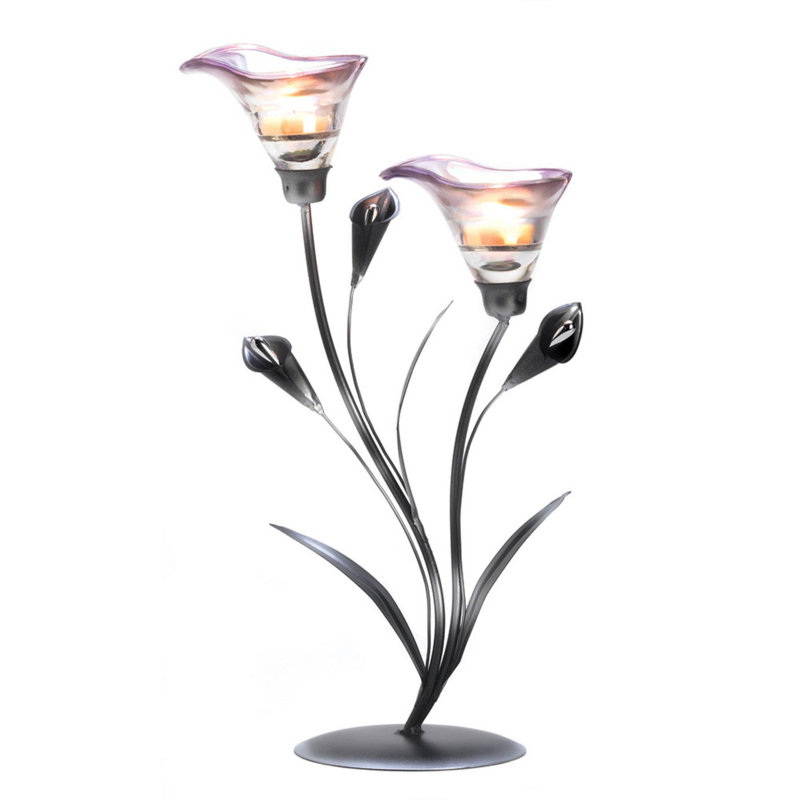Calla Lily Candleholder | Iron & Frosted Glass Floral Votive