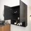 Armoire de rangement murale 26 po avec 2 portes, tablettes et compartiment de rangement ouvert noir
