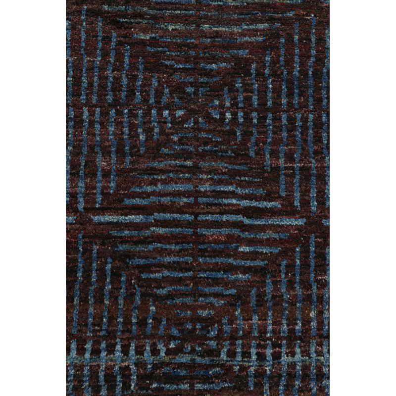 Moroccan Hand Knotted Wool Geometric Area Rug, Rectangle 5' x 7'